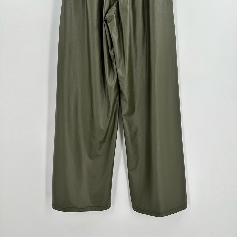 Offline by Aerie Sage Green Real Luxe Faux Leather Wide Leg Pants Size Small - Picture 6 of 13